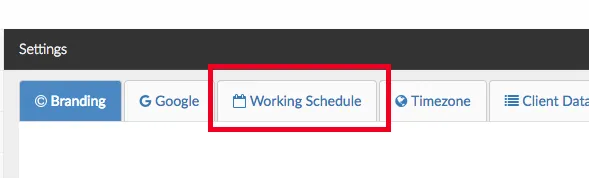 working schedule tab